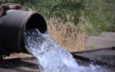 Flowing water from a steel pipe
