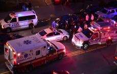 Person being administered emergency services in the street in NYC 